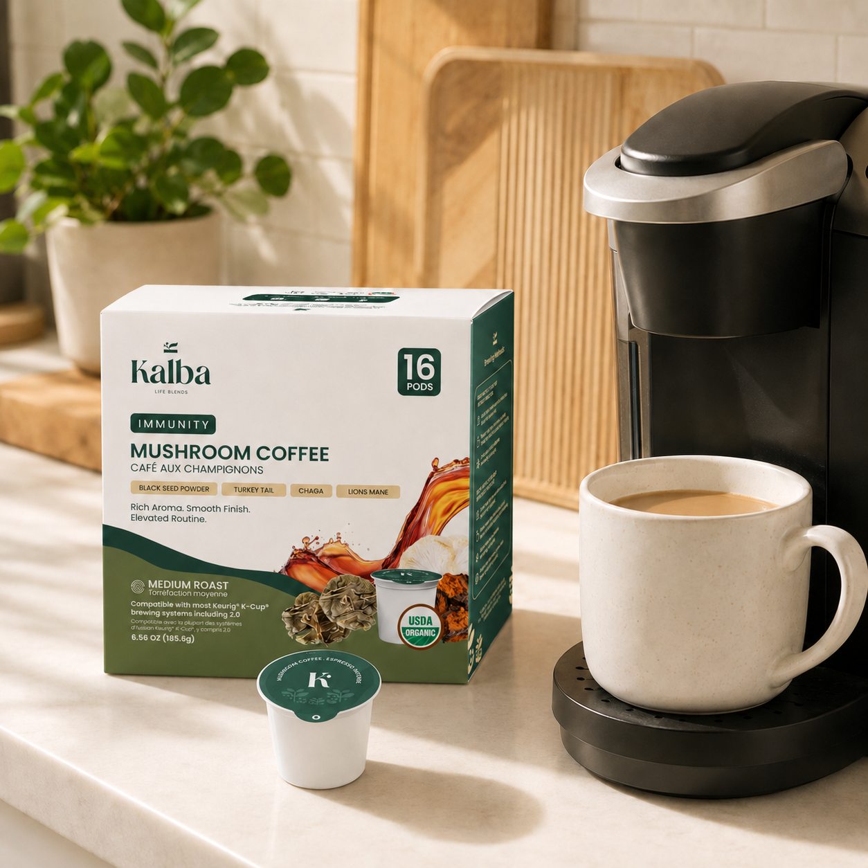 Kalba Immunity Mushroom Coffee K-Cup pods