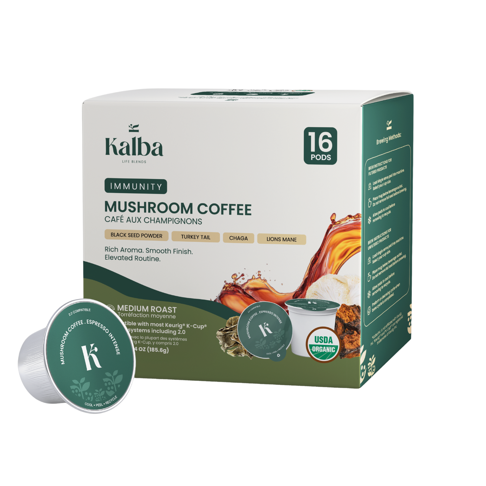 Kalba Immunity Mushroom Coffee K-Cup Pods