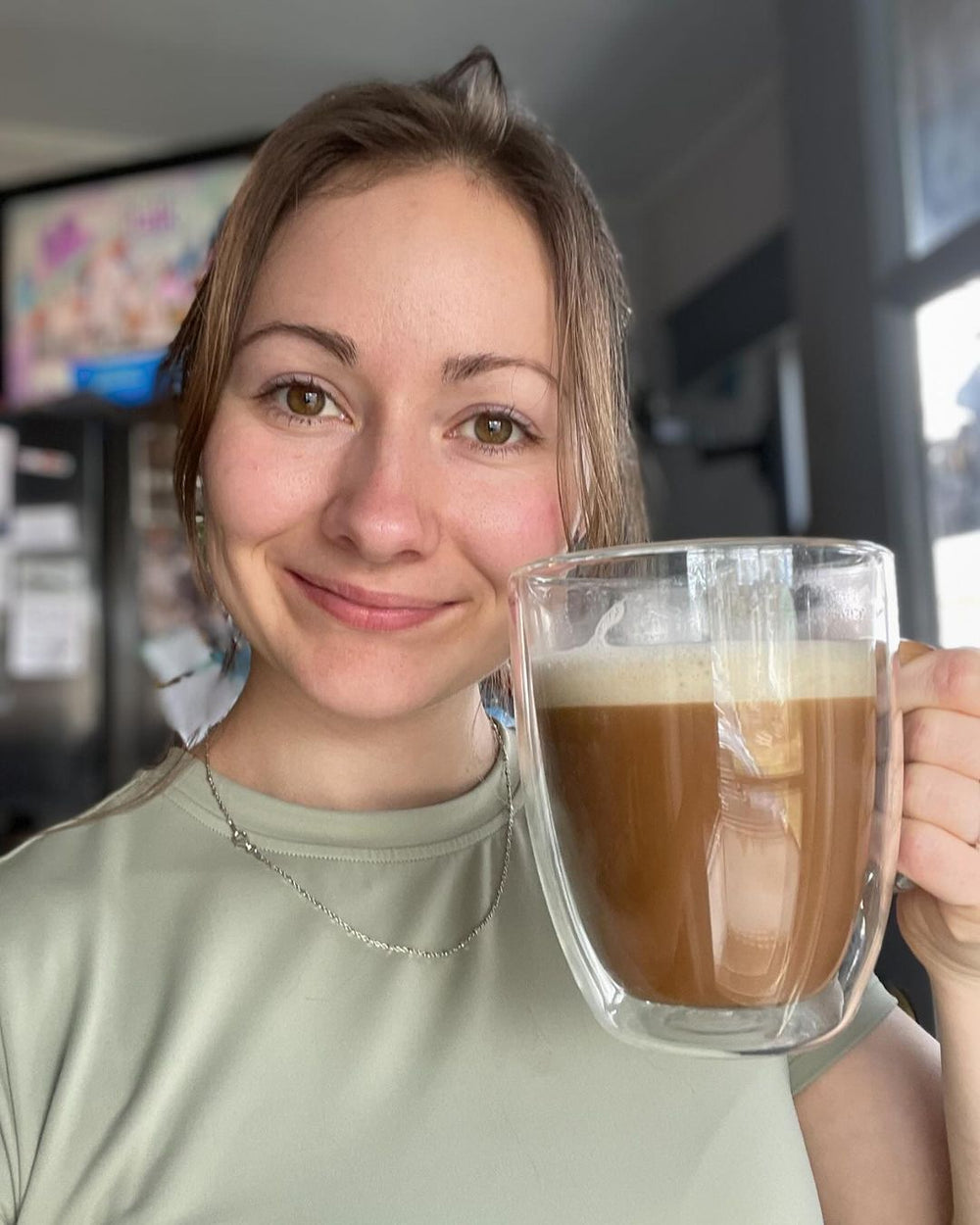 A light oat-milk latte made from Kalba coffee